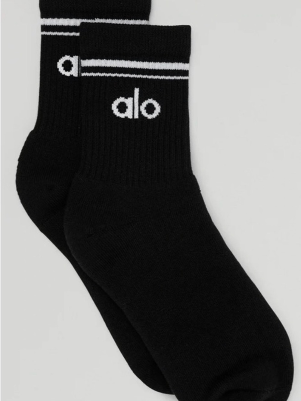ALO Yoga Men's Black Crew Socks with White Logo - Sizes S, M, L
